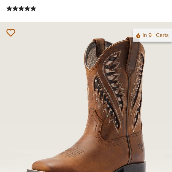 Ariat Brown Cowboy Boots with American Flag Detail kids size 4 NWT - Picture 4 of 4